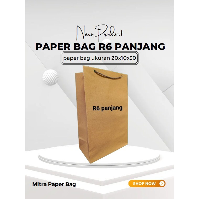 

paper bag coklat / polos / tas kertas / belanja - 20x10x30 cm BOX R6 PANJANG