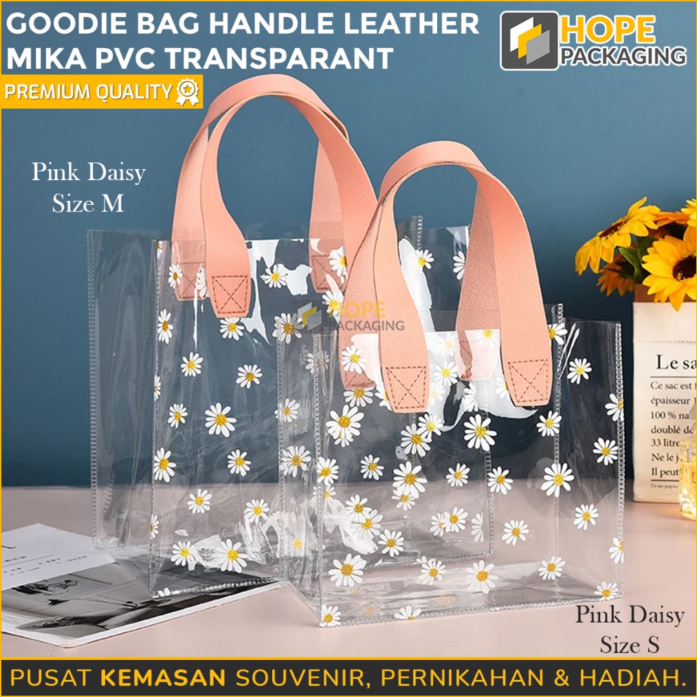 TRENDING  Tas Pvc Transparan Motif Bunga Daisy  Goodie Bag Handle Leather Mika Premium  Tas Belanja 