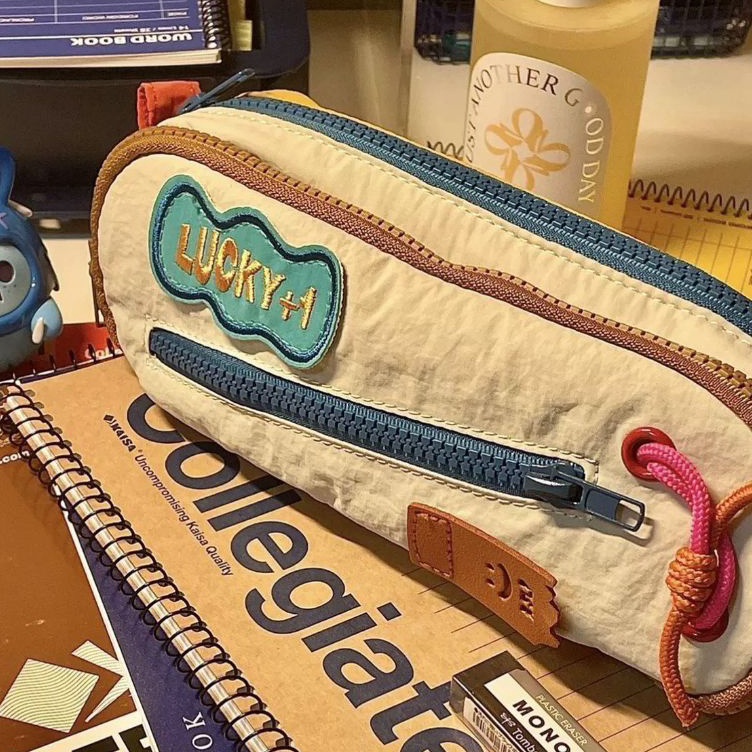 

Trendy kotak pensil kanvas jahitan tempat penyimpanan alat tulis lucu multifungsi kotak pensil siswa multifungsi