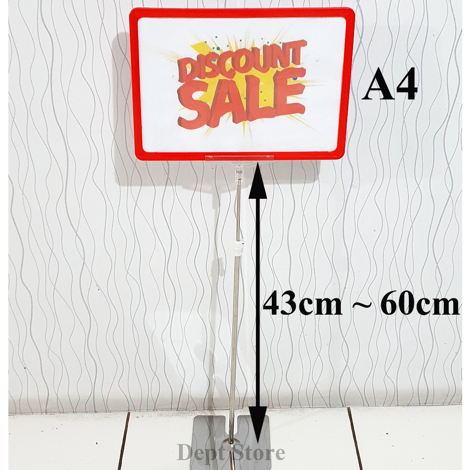 

Model Baru Display Harga Frame A4 Label Promo Plat Standing POP Price Besi Silver