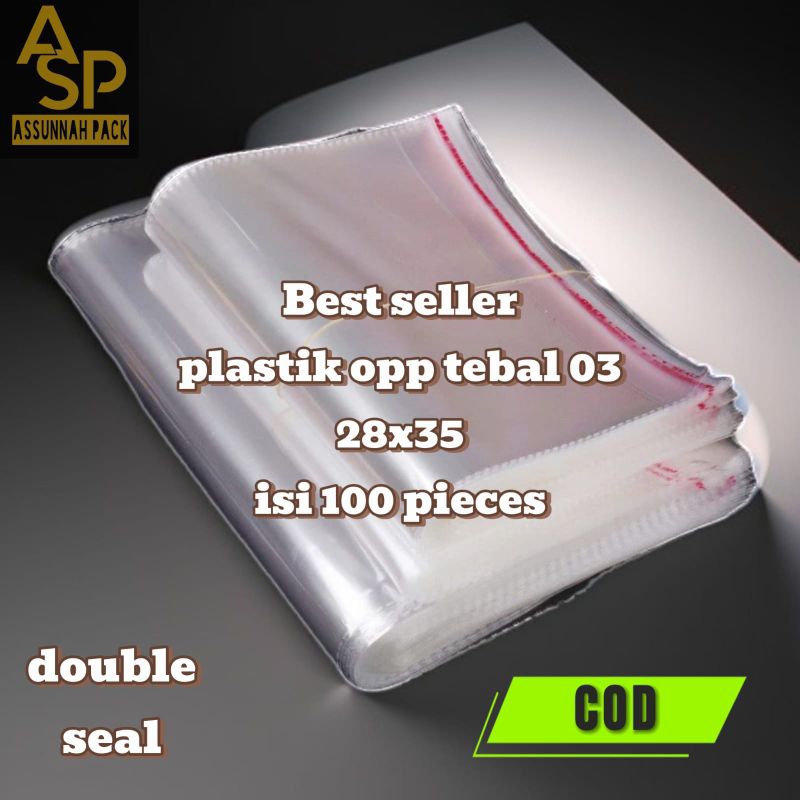 Plastik OPP seal lem 28x35 cm / Plastik OPP 28x35 isi 100 lembar