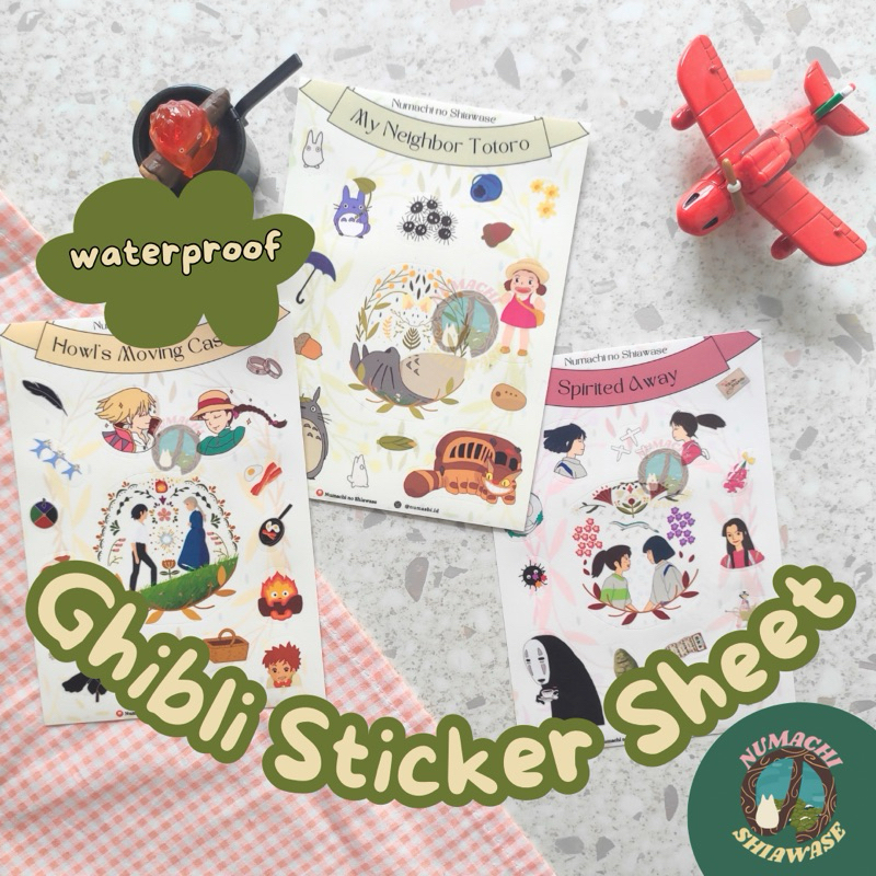 

Stiker set sheet ghibli | anti air anti gores totoro spirited away howl moving castle big sticker laminated vinyl doff