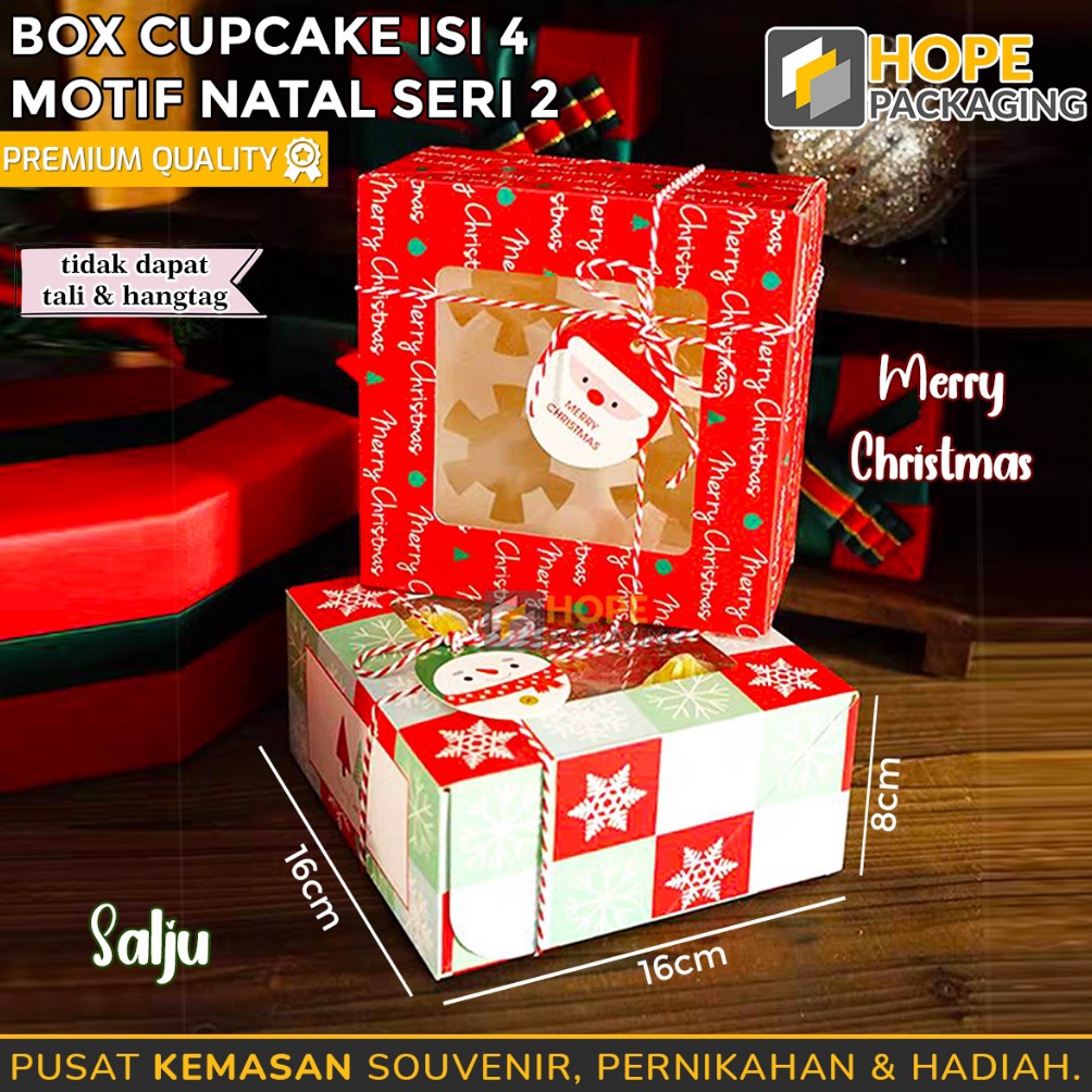 

TERKENAL BoxDus Cupcake 4 Lubang Seri Natal Kotak Kue Kotak Cupcake Box Natal Kotak Kue Muffin Box Packaging Dus Kue Natal