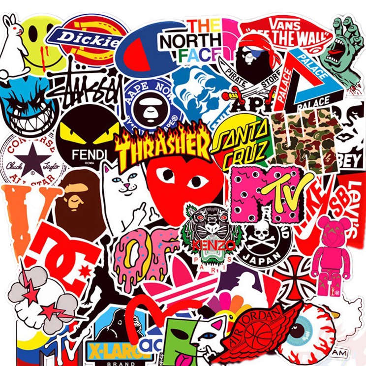 

Buruan Beli 5 pcs STIKER LOGO hypebeast graffiti Sticker Vinyl Laptop Waterproof DIY HP motor helm mobil ipad tablet