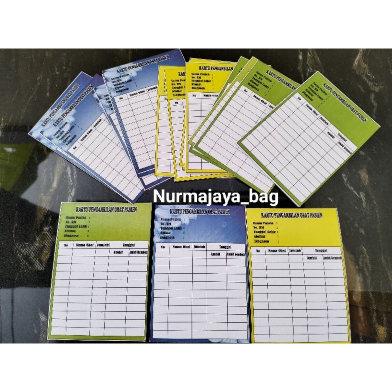 

Ready stok kartu Pengambilan obat pasien uk 8x11
