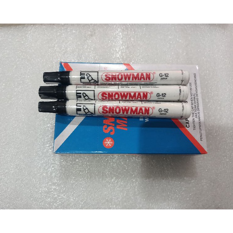

Spidol Snowman Permanen G12 Warna Hitam 12Pcs tidak Bisa Di Hapus