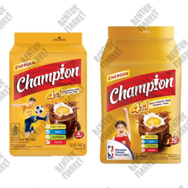 

ENERGEN CHAMPION Minuman Serbuk Coklat Bag 4x35gr / 10x30gr / Minuman Instan