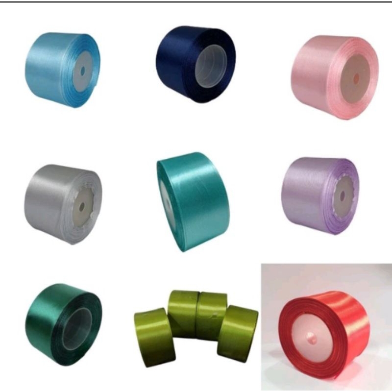 

1Roll pita satin 2"/5cm warna merah, biru, hijau
