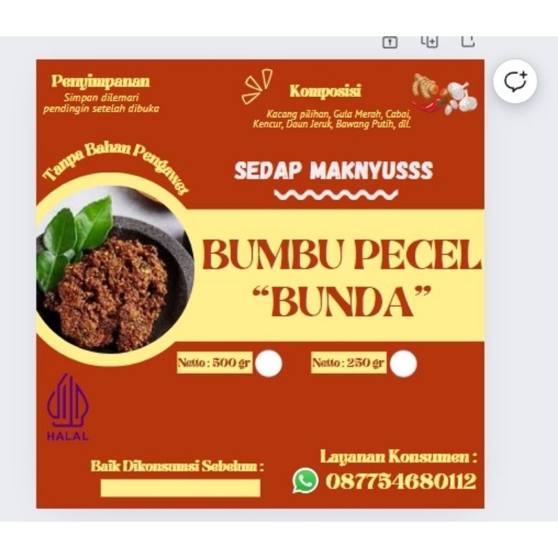 

BUMBU PECEL BUNDA 500 gram dan 250 gram