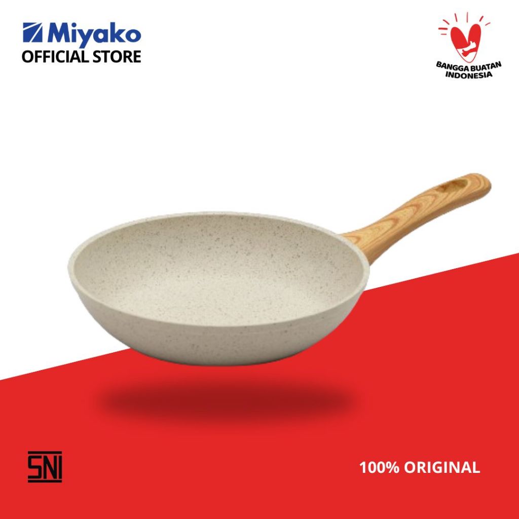 Wajan Deep Fry Pan Marble Induksi Miyako cookware Panci Penggorengan - Putih