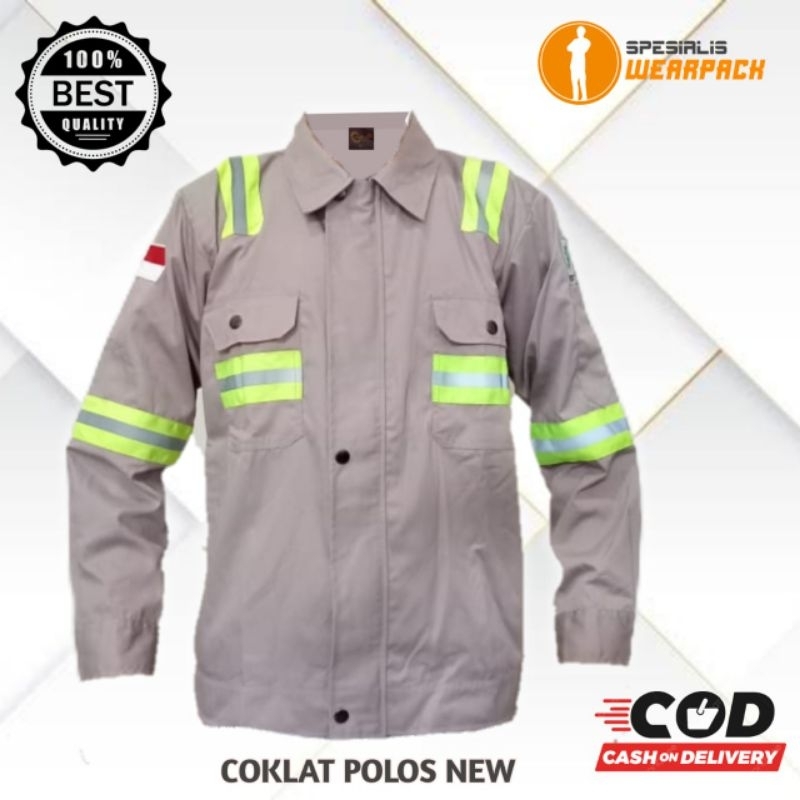 Wearpack safety atasan/baju kerja proyek/seragam kerja pria/baju standar kerja/warna coklat susu