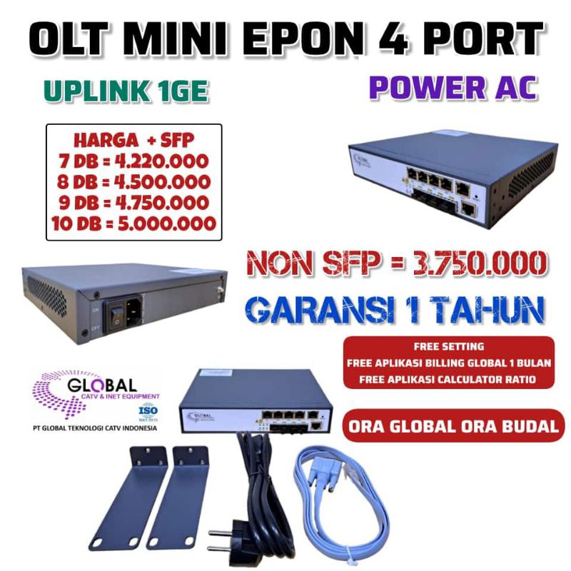 NEW OLT EPON Global 4 Port Mini RBU