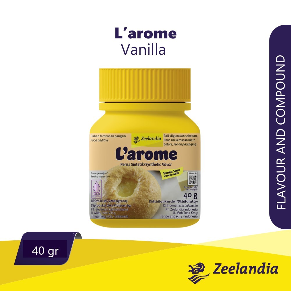 

ZEELANDIA - L'AROME VANILLA MILK POWDER 40GR - PERISA, PEWARNA, DAN AROMA VANILLA SUSU