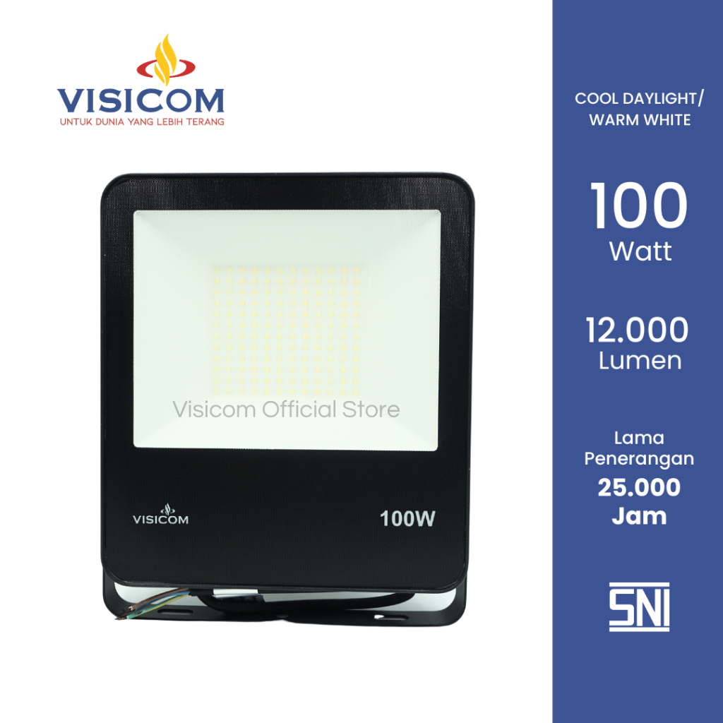 VISICOM Lampu Sorot LED Floodlight 100 Watt (High Lumen) - Cahaya Putih/Kuning