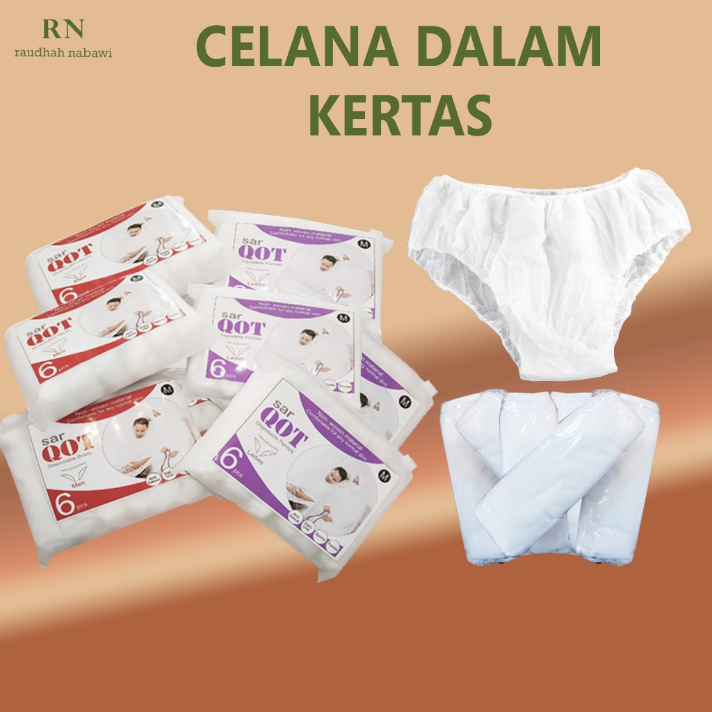 Celana Dalam Kertas SARQOT Sekali Pakai CD Traveling CD Rumah Sakit Perlengkapan Haji Umroh