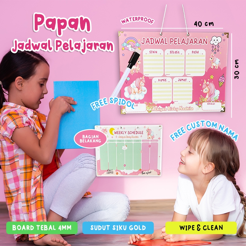 

PAPAN JADWAL PELAJARAN CUSTOM TEBAL 3MM SUPER AWET DAN CANTIK / WEEKLY PLANNER