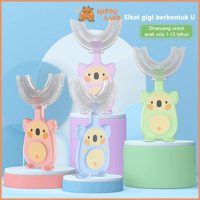 HIPPO LAND Sikat Gigi Anak Bentuk U Bahan Silikon / Training Toothbrush / Tooth Brush Baby Silicon t