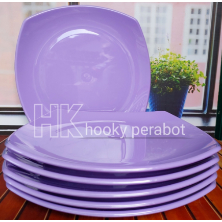 12 PCS PIRING SAJI MELAMIN KOTAK 23 CM PIRING MAKAN KOTAK TEBAL