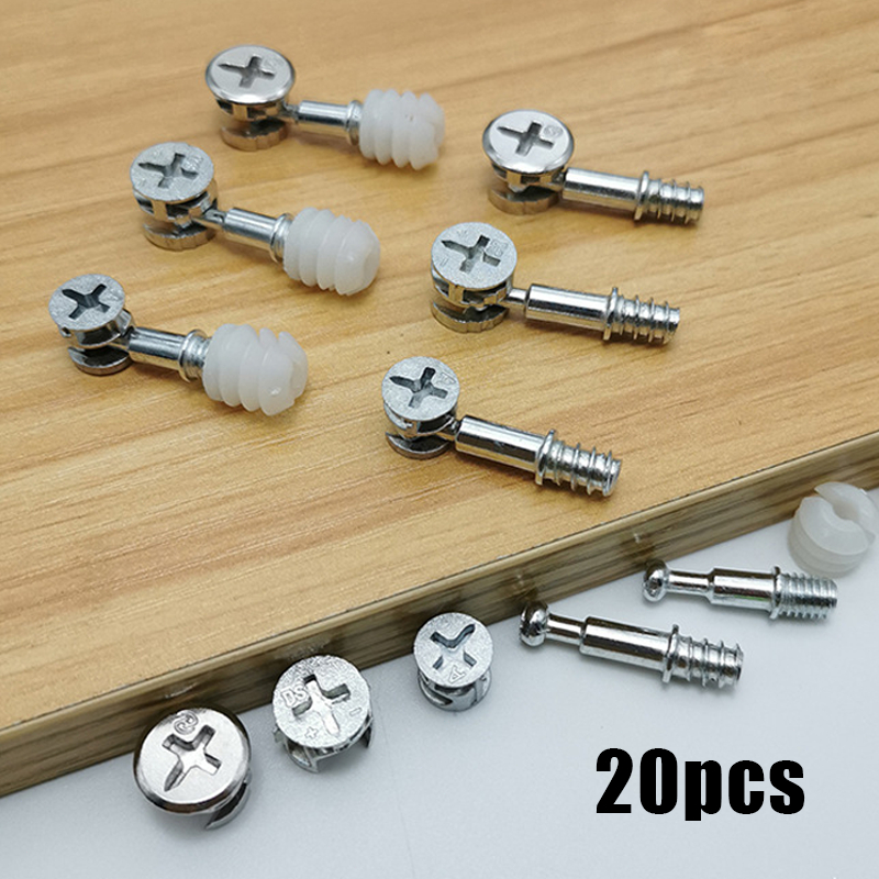20set Baut Knock Down Skrup + Casing 3.5 cm Sambungan Kayu Socket Furniture Skrup Nanas Knock Down