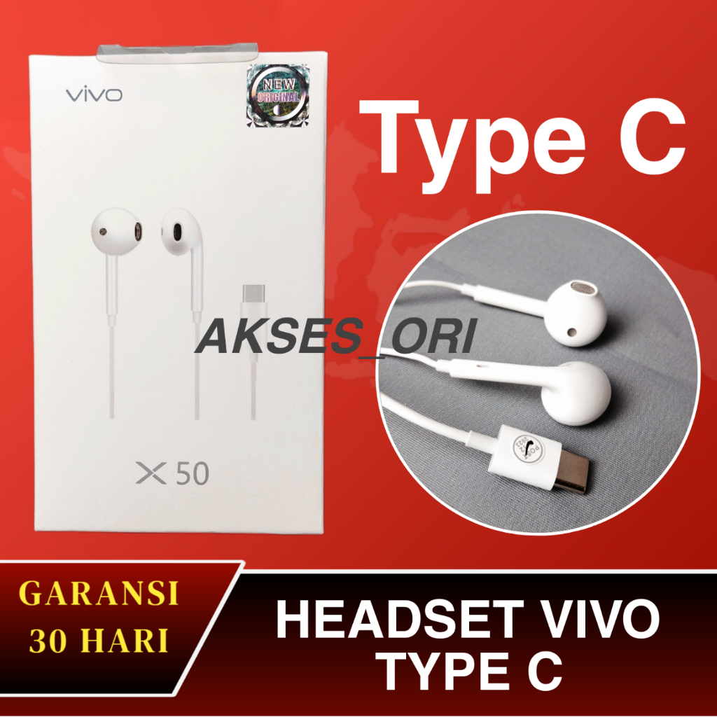 HEADSET VIVO X60 X60 PRO MICROPHONE TYPE C BASS ORI NEW