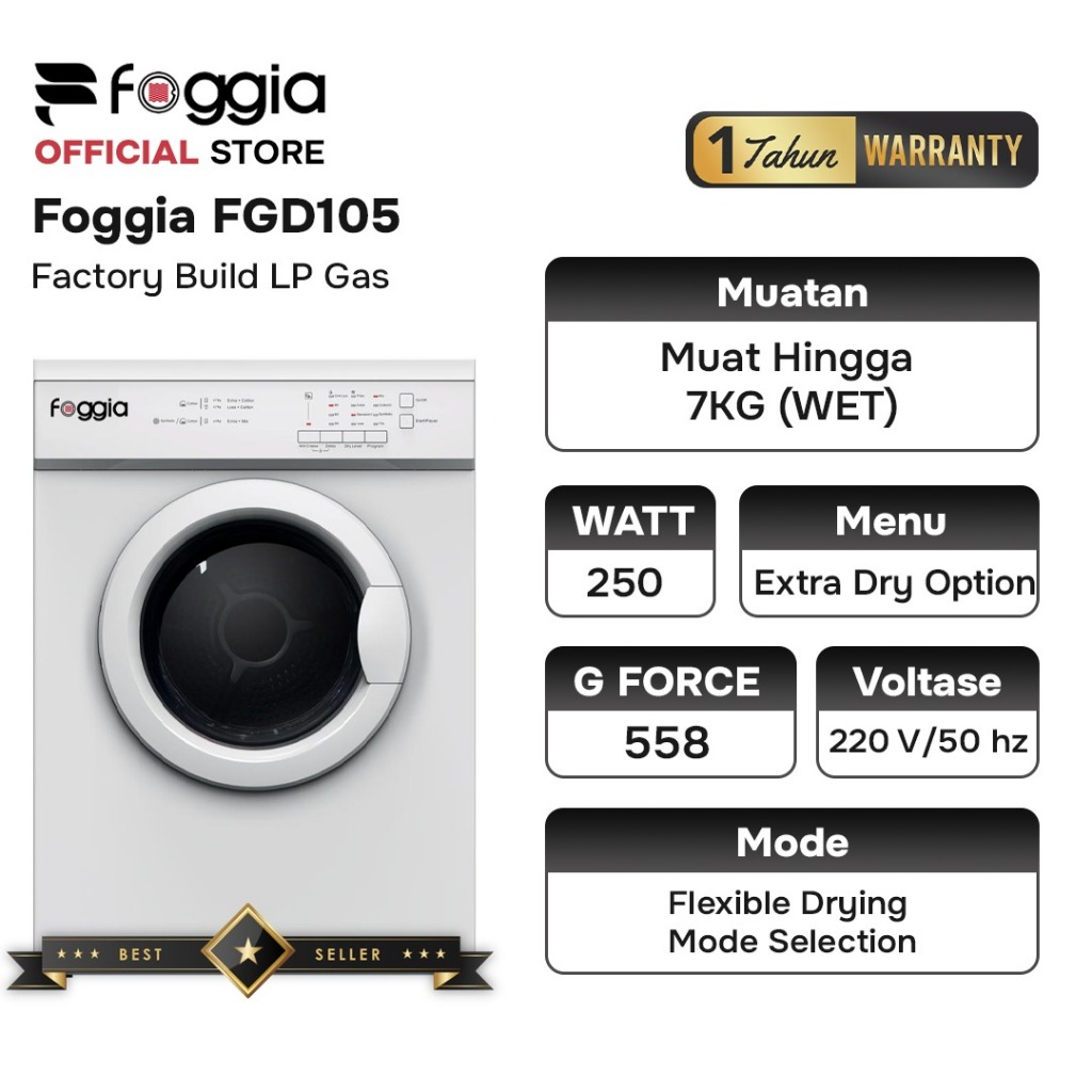 Dryer Foggia Gas 10,5 Kg