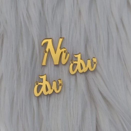 (GOLD ) CUTTING HURUF INISIAL/ LOGO AKRILIK / Jilbab / Label Hijab / Mukena /LABEL CUTTING / MERK / 