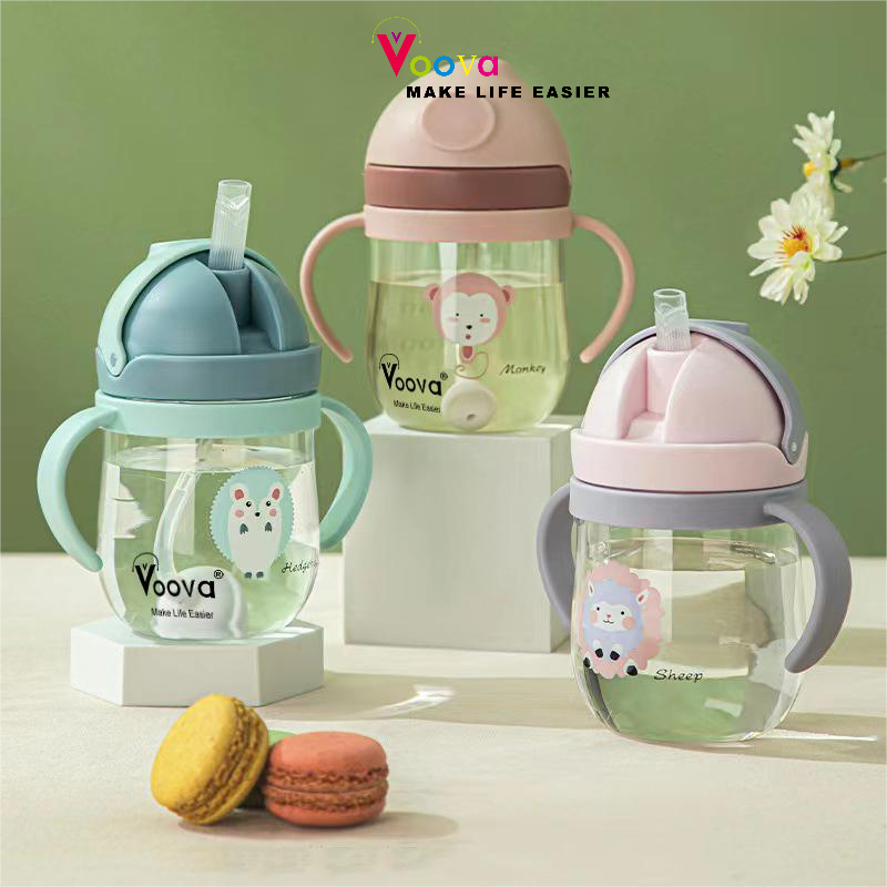 VOOVA Gelas Susu / Botol Susu Bayi dan Anak Anak/ Cup Botol Bayi Dengan Sedotan 300ML
