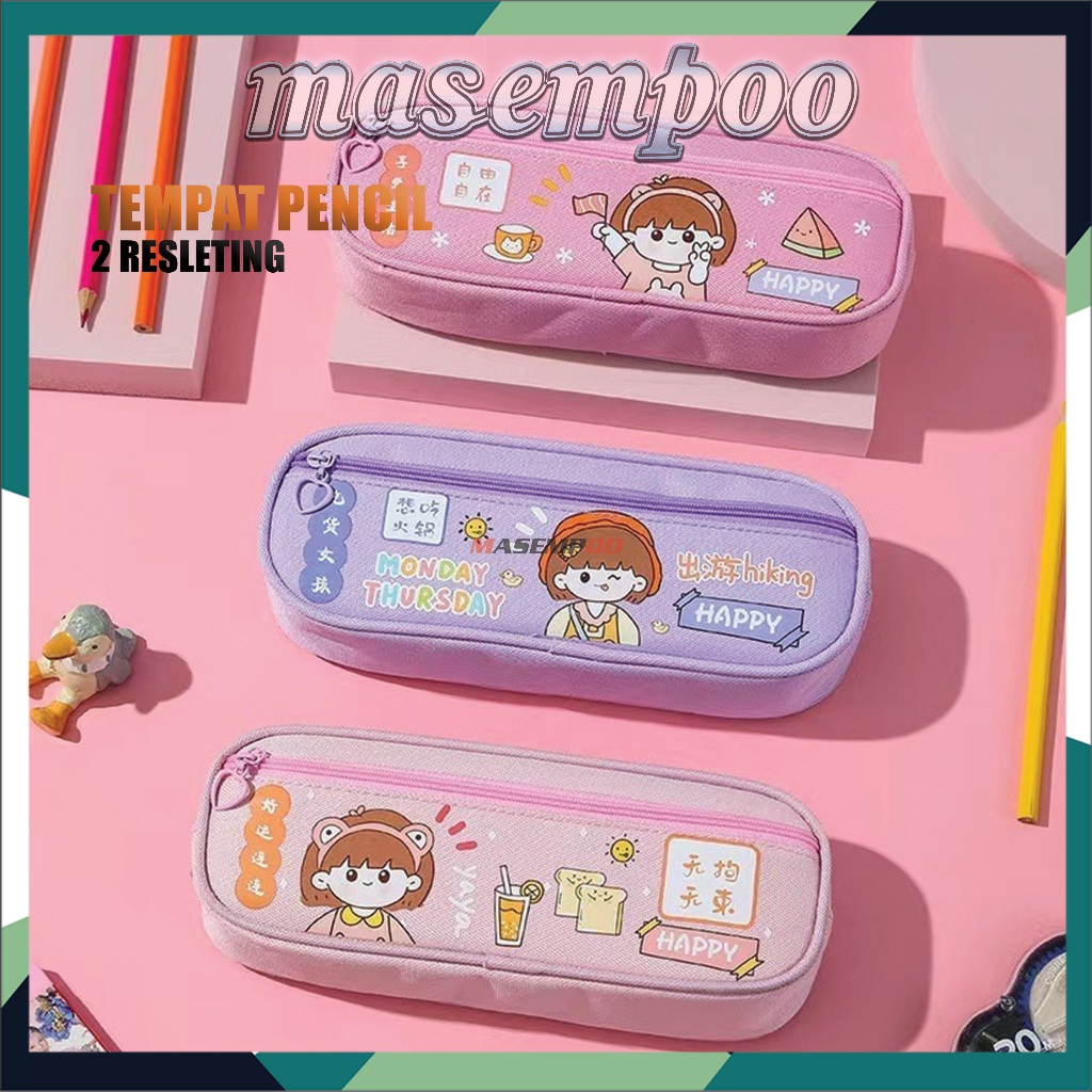 

Tempat Pensil 2 Resleting Karakter Kartun Kapasitas Besar Kotak Pensil Anak Perempuan