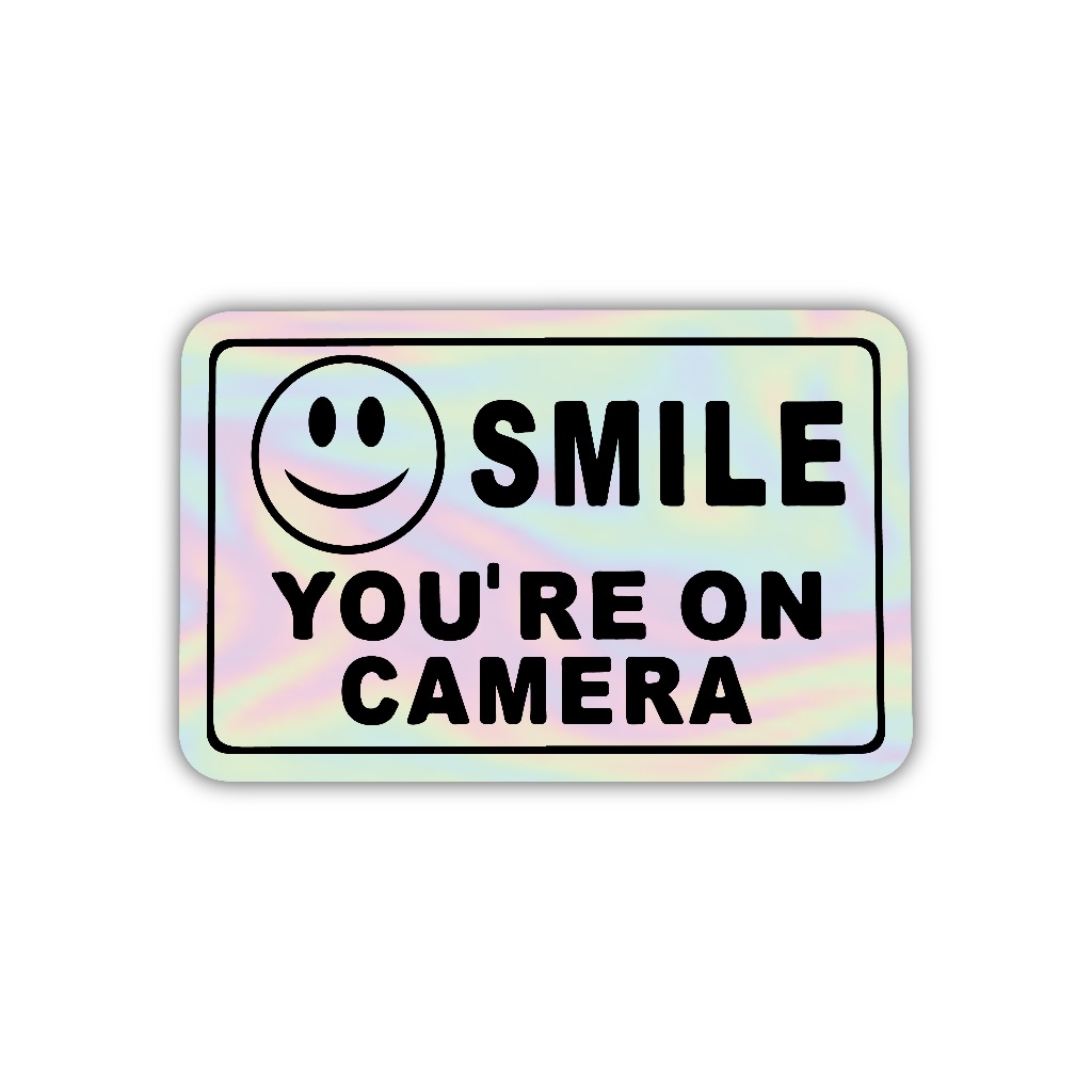 

Z185 sticker smile you're on camera, stiker hologram satuan