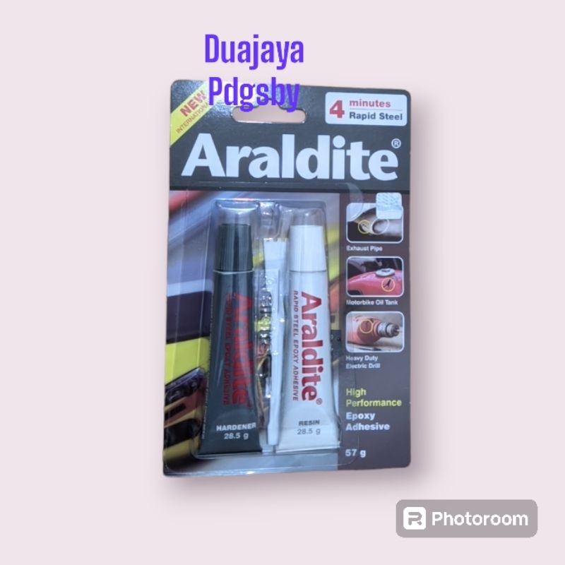 

Lem araldite 4 menit rapid steel epoxy hitam putih abu lem besi 57g [28.5g x 2] grey (SEA)