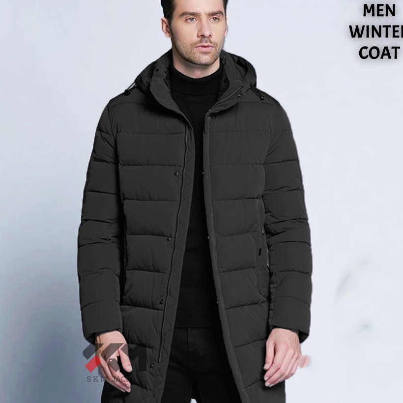 Terjangkau Jaket winter pria  jaket musim dingin panjang  mantel bulu tebal  long coat pria