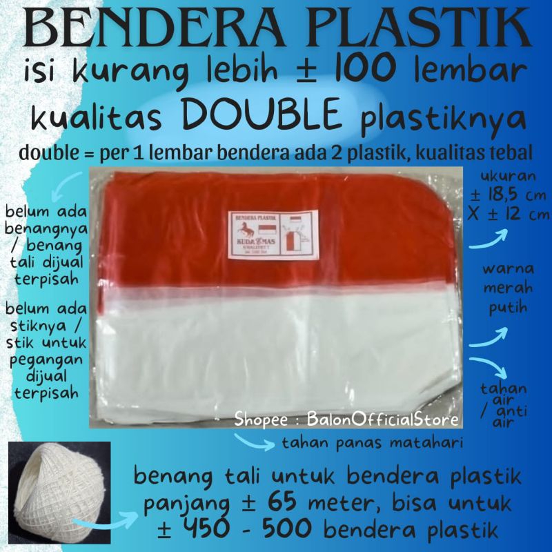 Dirgahayu Bendera # benang tali ±65 meter # DIJUAL TERPISAH # bendera ukuran ± 18,5 cm × 12 cm # Ben