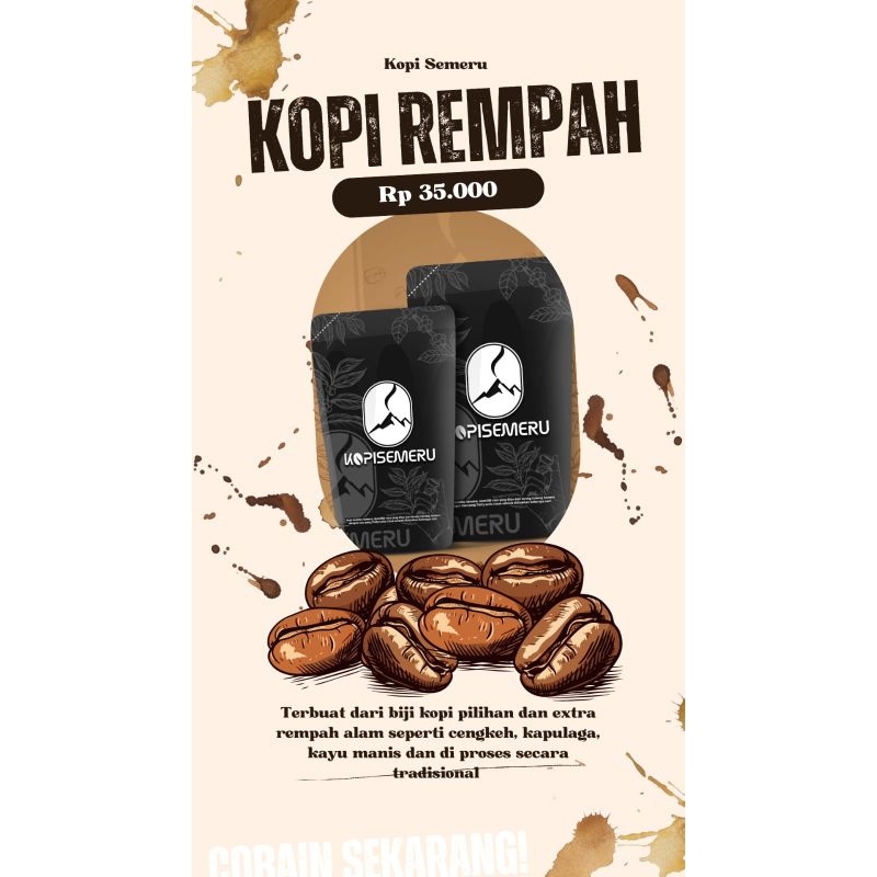 

KOPI SEMERU REMPAH ( jahe, kayu manis, merica, kapulaga & kunci)