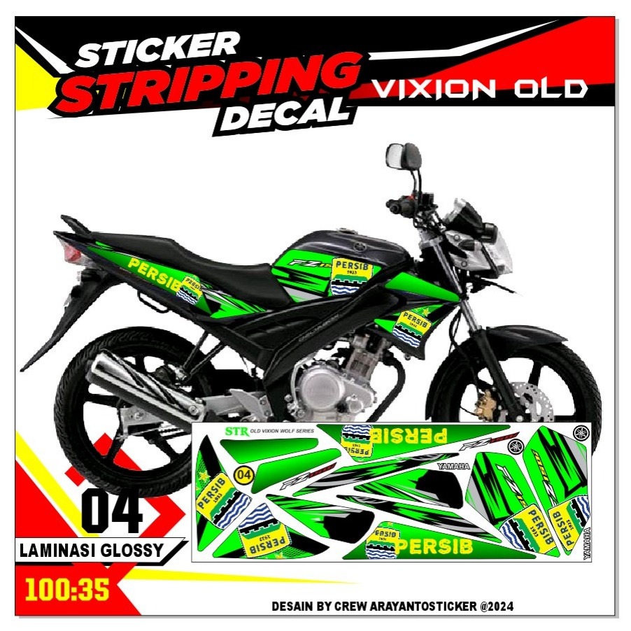 Stiker Striping Yamaha Vixion Lama OLD 2009-2012 Variasi QLA06 PERSIB (Semua Ready bisa COD)