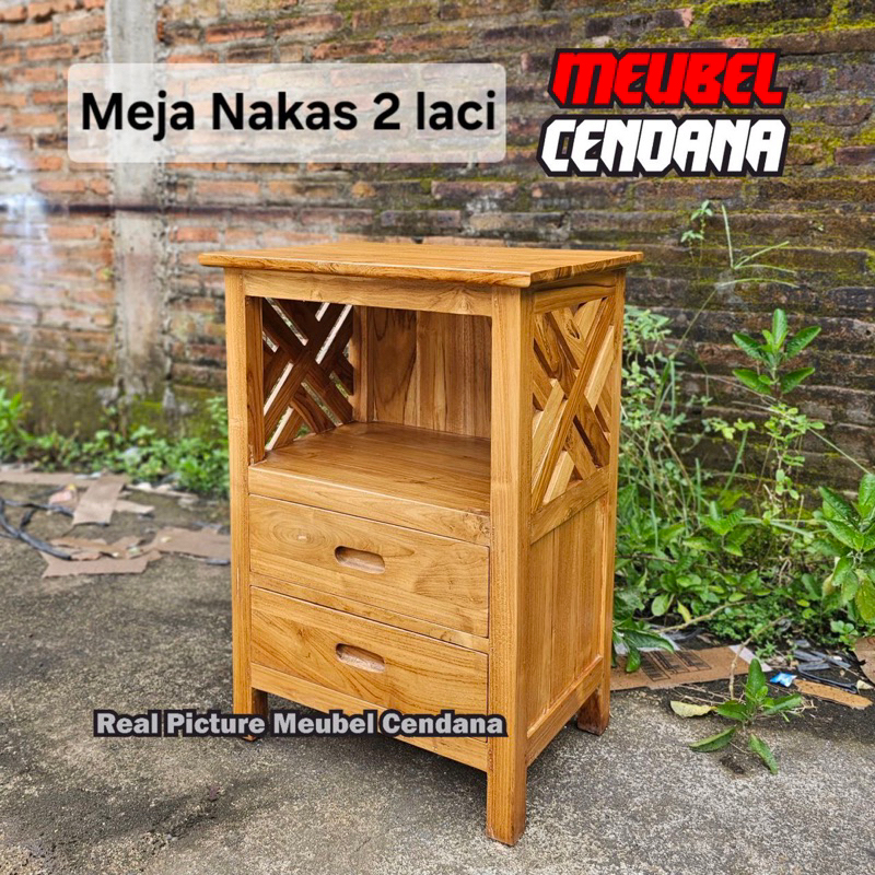 Nakas Bedside Table Kayu Jati Nakas Samping Tempat Tidur Meja Dispenser Kayu Jati