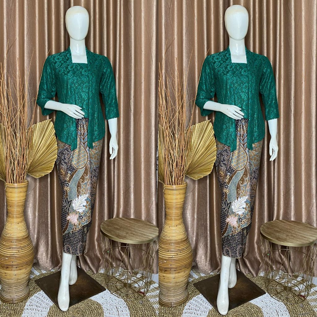Set Kebaya Modern Brokat Kebaya Kutubaru Rok Plisket Kebaya Wisuda Kebaya Kondangan Pesta Atasan Keb