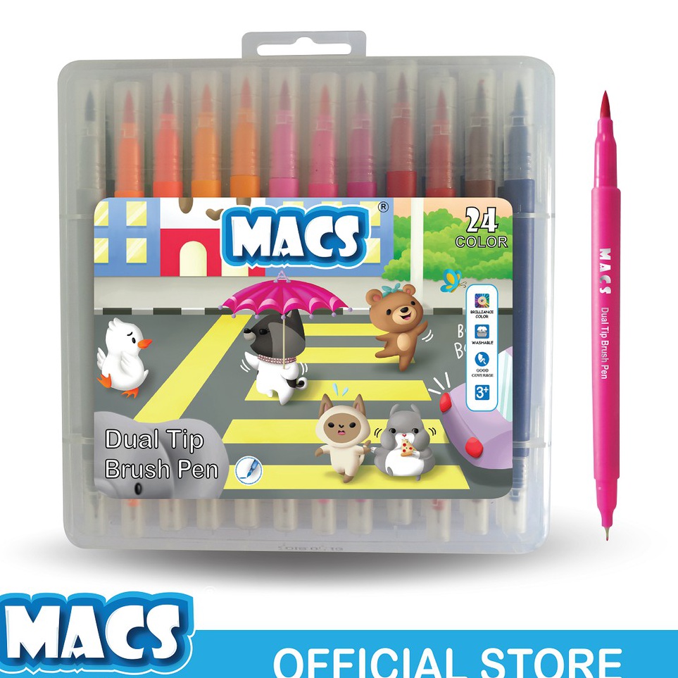 

Buruan Beli MACS Dual Tip Brush Pen Marker Color 24 Warna Spidol