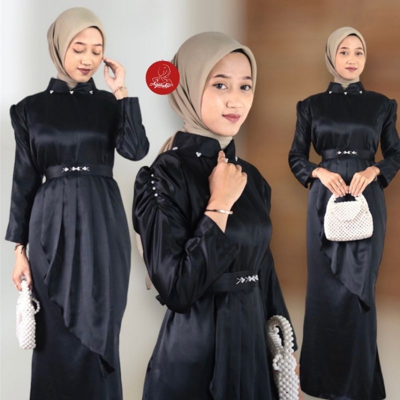 Navira Dress Gaun Pesta Kondangan Wanita Muslim Satin SiLk
