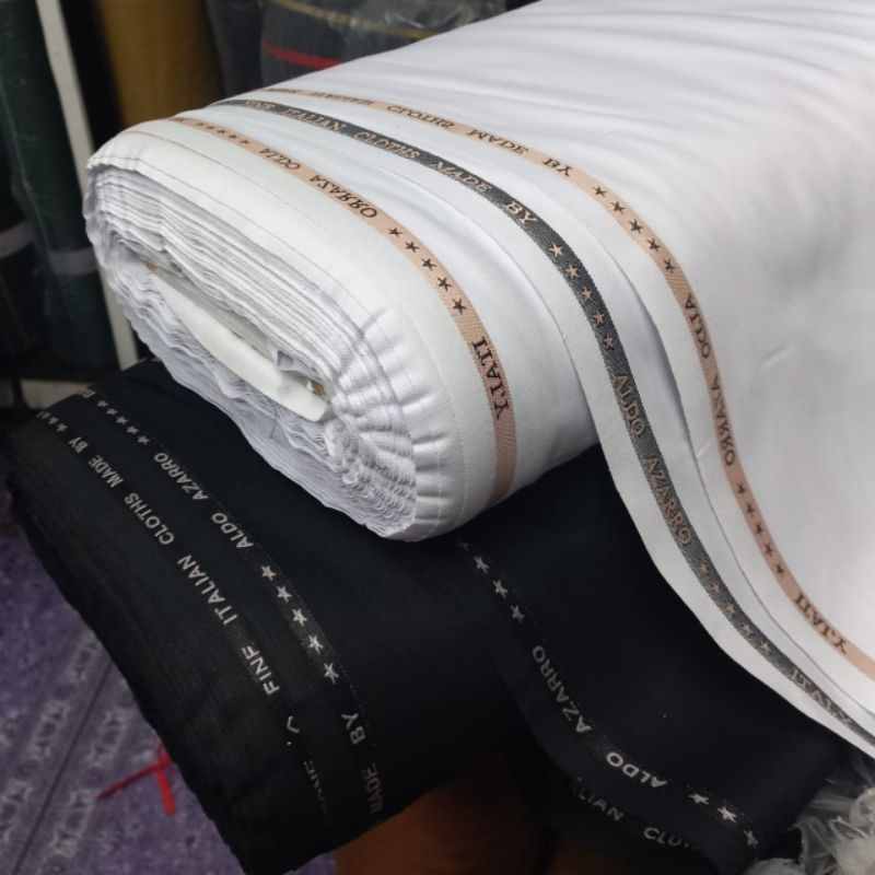 kain hitam putih semi wool katun premium bahan baju dinas formal