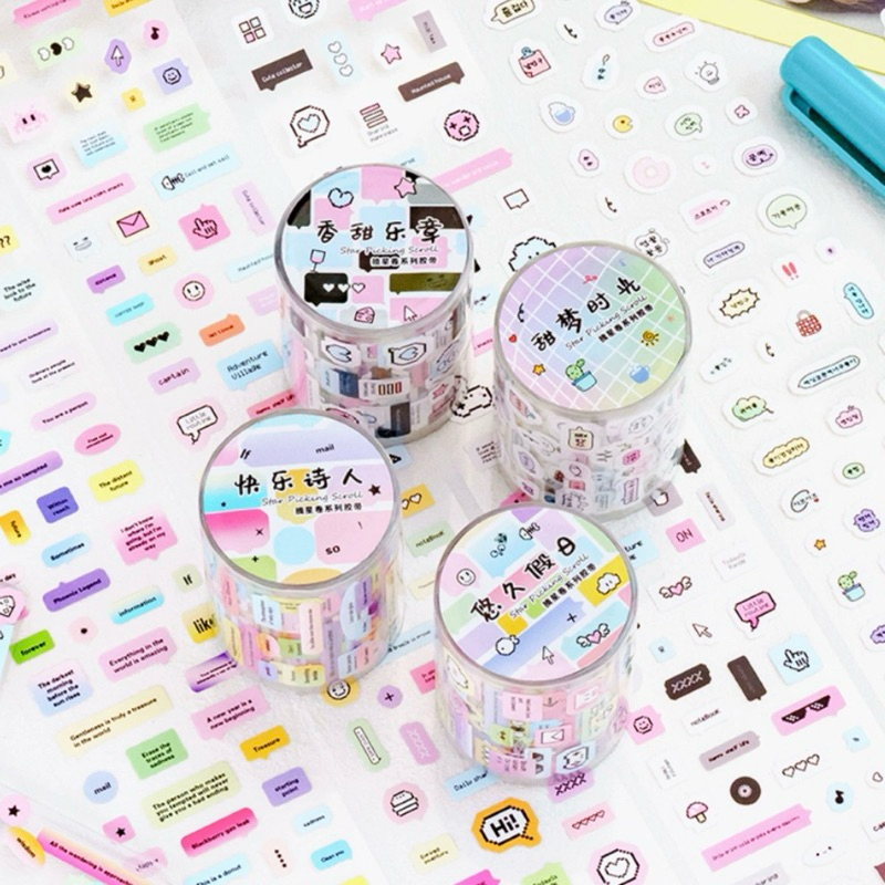 

sticker roll confetti deco photocard kata-kata emoji lucu stiker readystock B1110