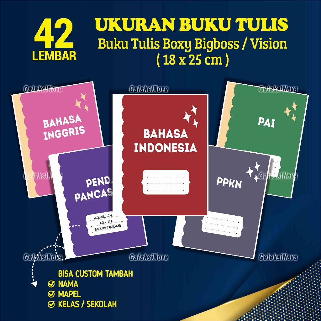 

[42 Lembar] Buku Tulis B5 Custom Custom Foto - Bigboss / Vision / Boxy | Buku Tulis Custom Sekolah SD,MI,SMP,MTS,SMA | Buku Tulis Sekolah | Buku Tulis PNS, KORPRI | Buku Tulis Seragam Profesi Guru Pegawai Negeri Sipil | Buku Agenda | Catatan | Notebook A5