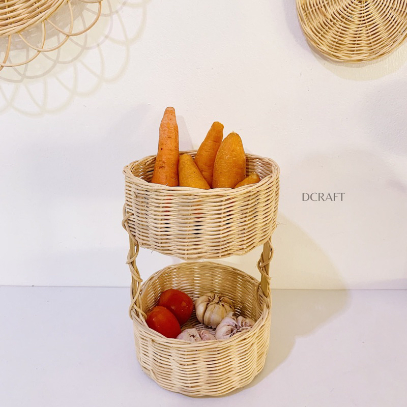 Rak Bawang Rak Bumbu Rotan Bambu