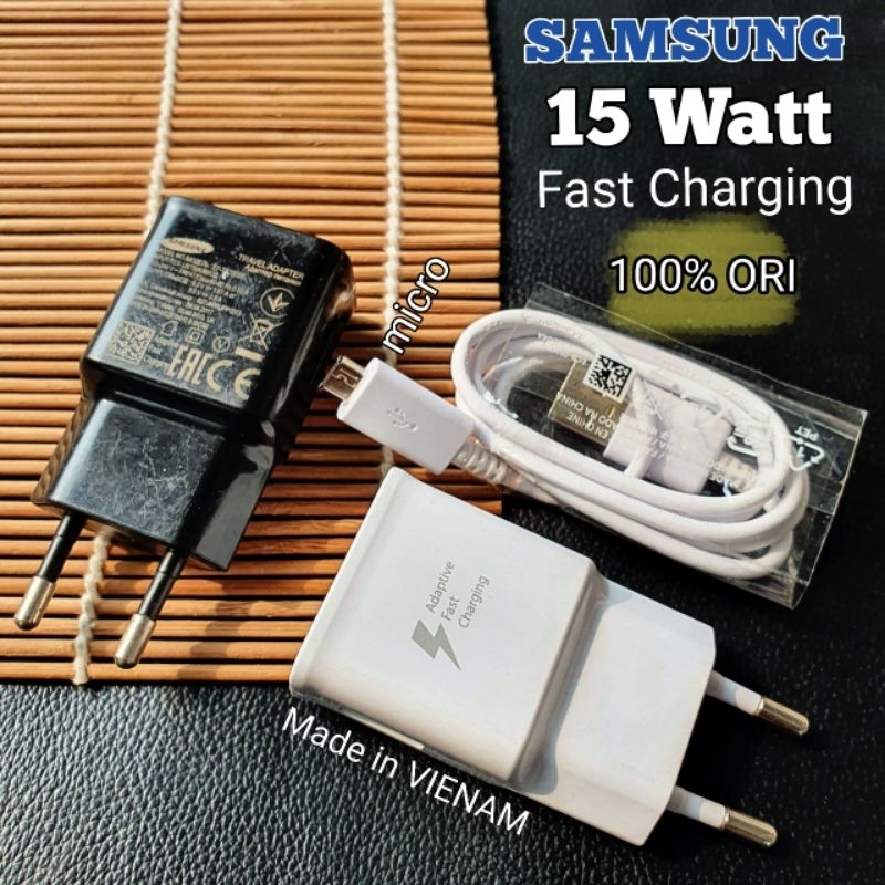 Charger Samsung 15 Watt Fast Charging Made in VIETNAM S7, S6  Usb Micro Original 100% Copotan HP