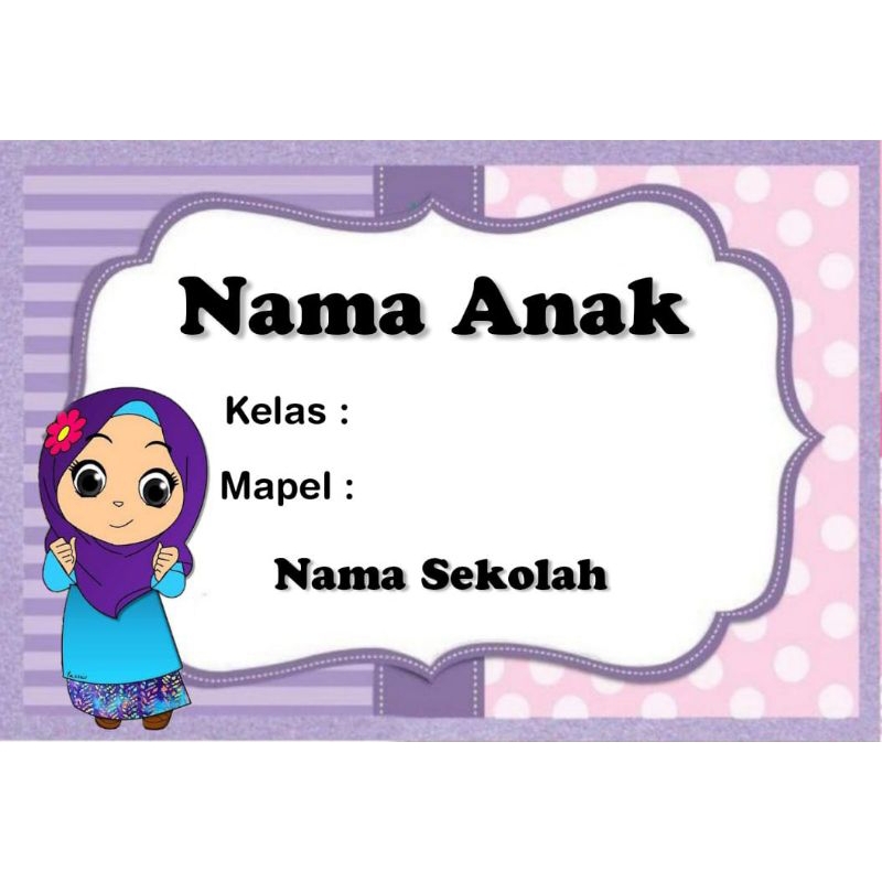 

(ISI 50) STIKER LABEL BUKU SEKOLAH MOTIF HIJAB UNGU