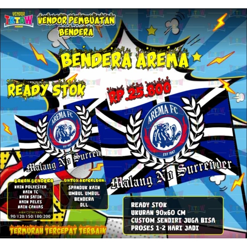 BENDERA AREMA FC READY STOK DAN CUSTOM