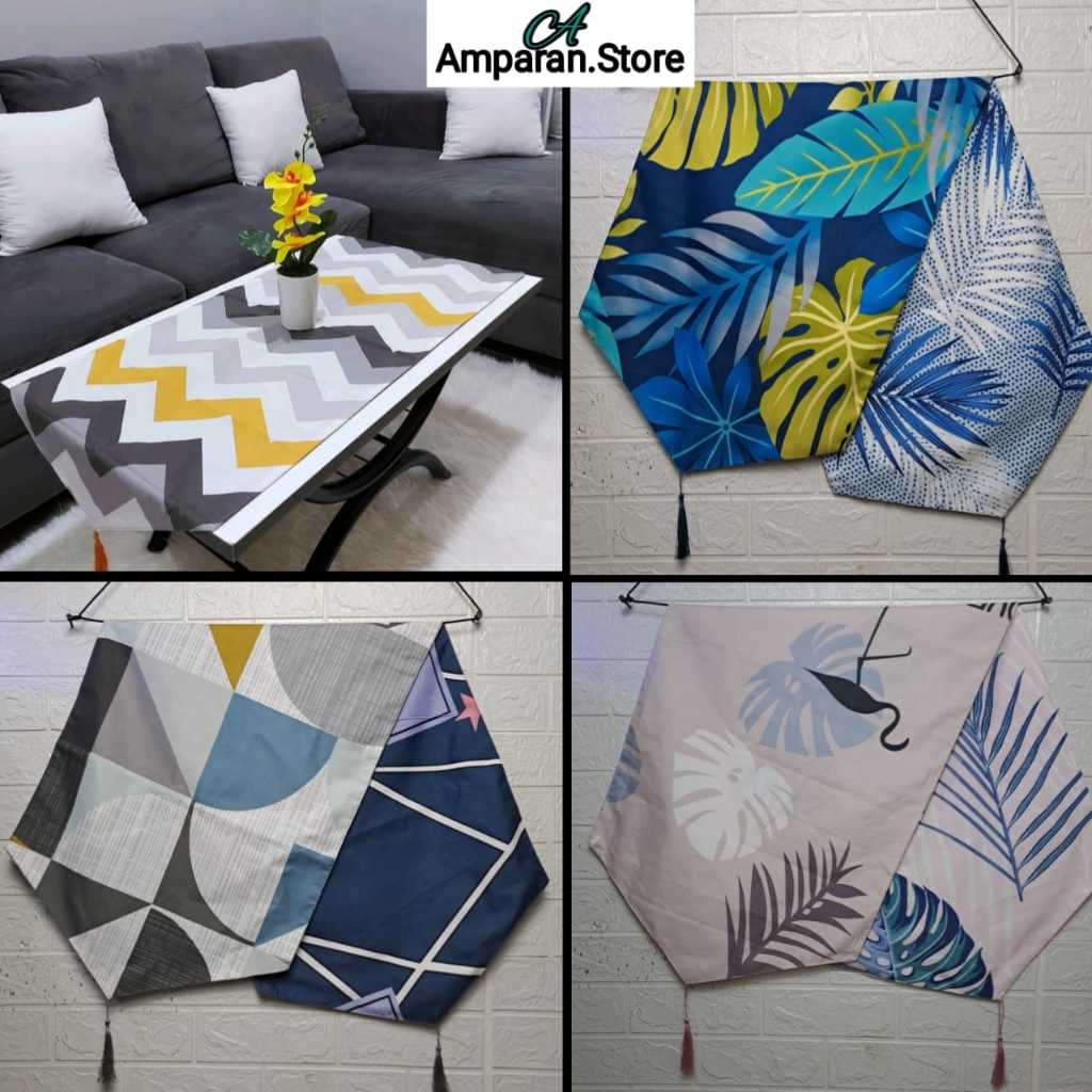 Taplak Meja Tamu Persegi Panjang Rumbai Minimalis