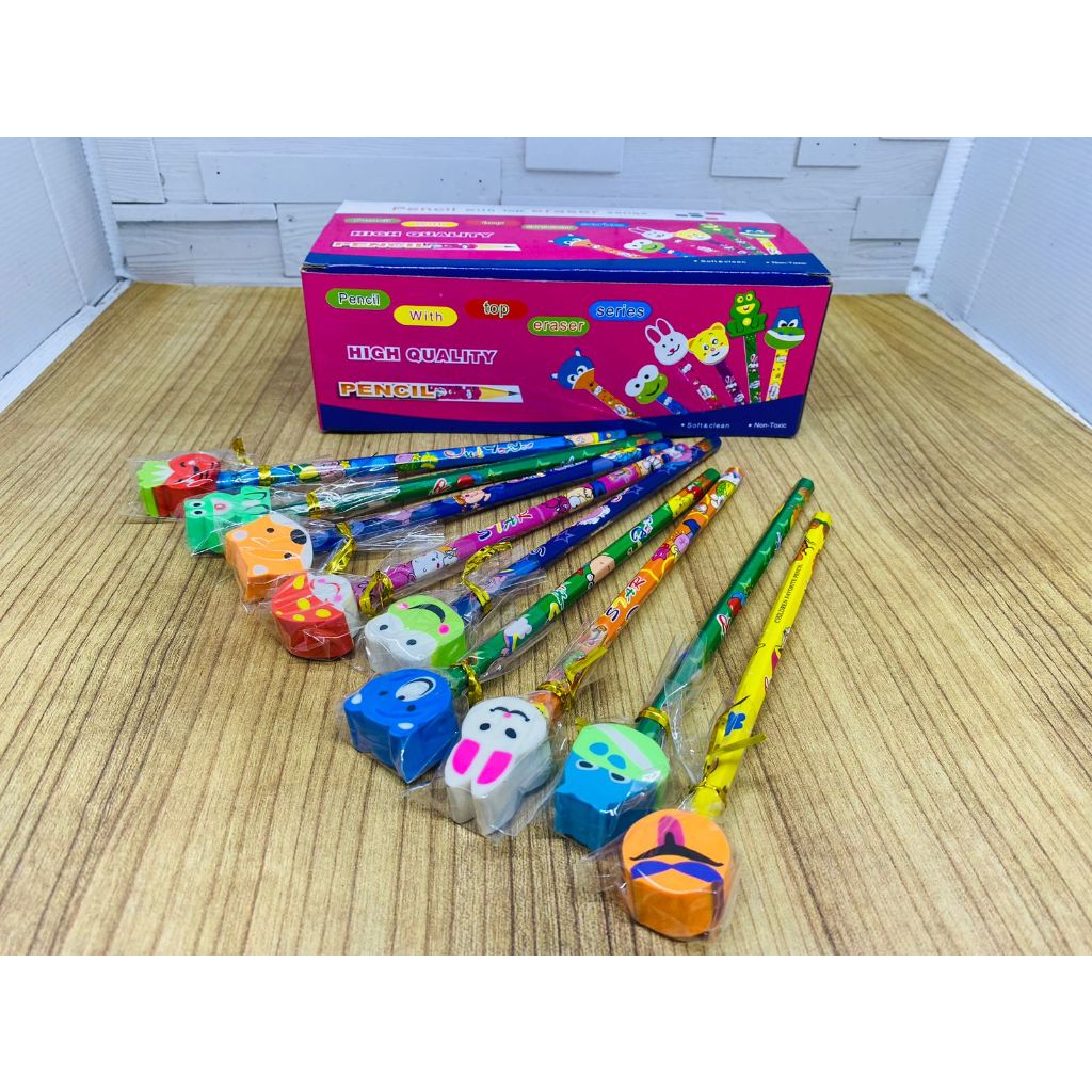 

{PACK}Pensil dengan Penghapus Aneka Gambar Kartun Lucu Im ISI 24PC