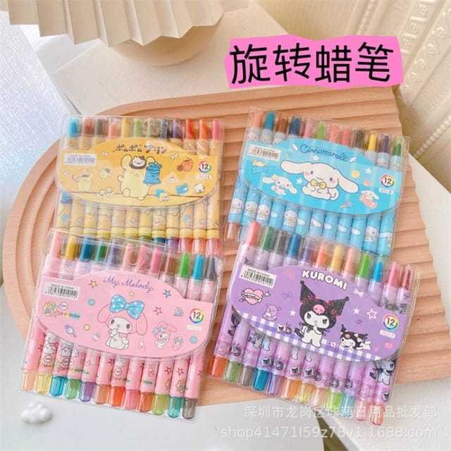 

POM Crayon Stik isi 12pcs Crayon Putar Pensil Warna Crayon Set Mewarnai Anak Isi 12pcs