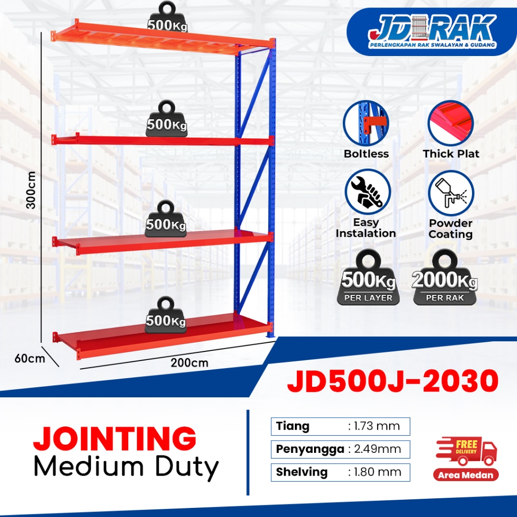 Rak Gudang Medan/Rak Besi Siku/Rak Siku Serbaguna/Rak Susun Serbaguna rak stok 500KG/Layer /JOINTING