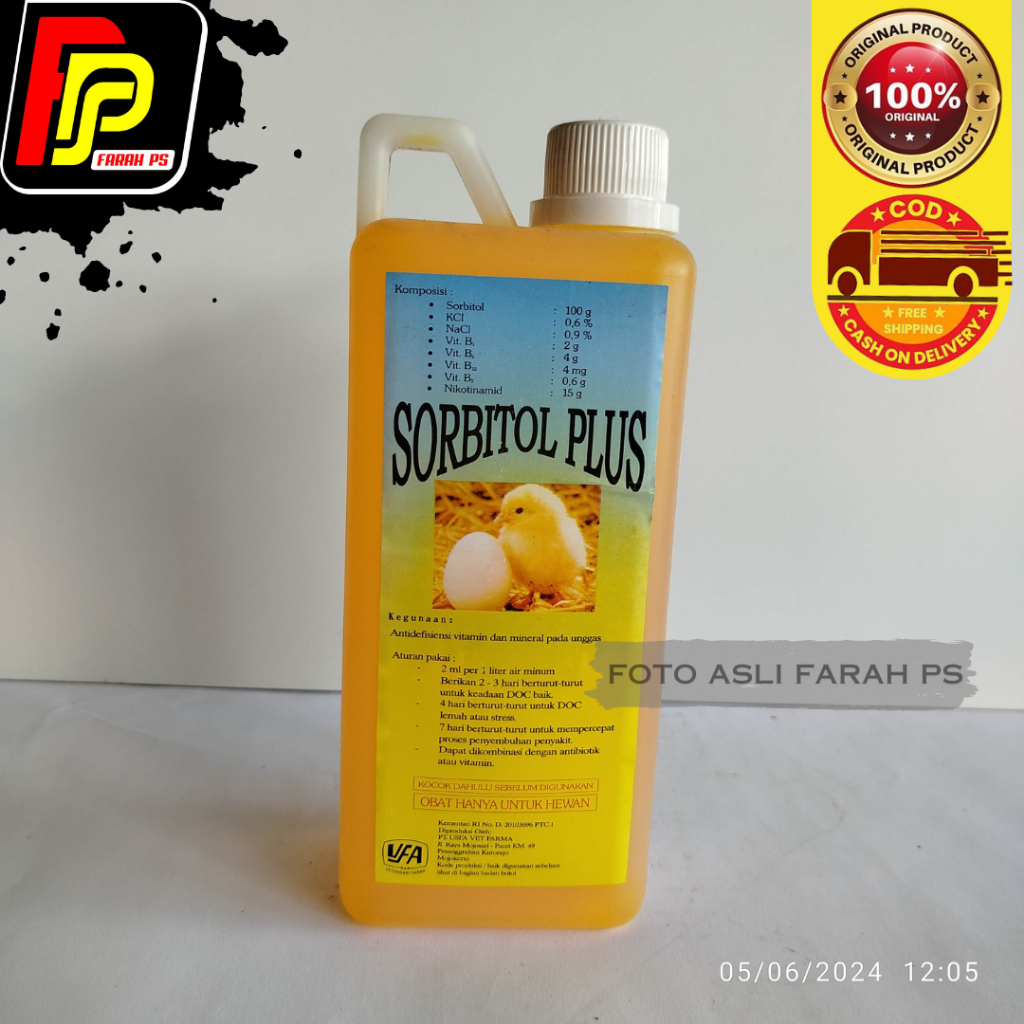 SORBITOL PLUS 1 L - Vitamin untuk anak ayam pengganti air gula